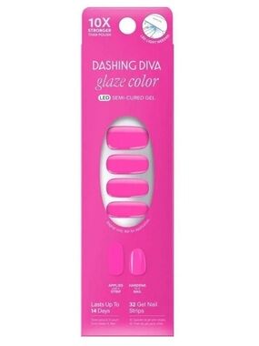 DASHING DIVA Glaze Color Gel Nail Strips - Bright Hot Pink